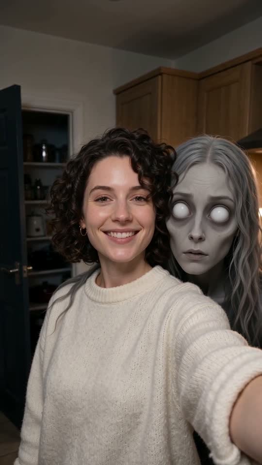 Ghost Filter Prank example: Slow creep in a kitchen